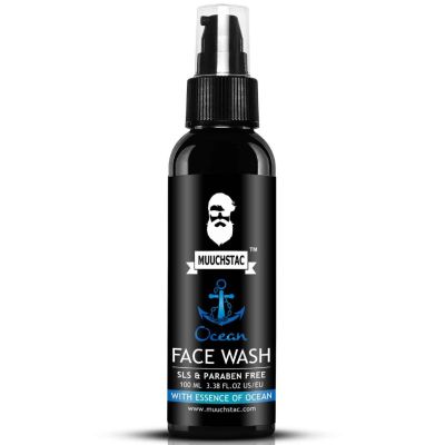 Muuchstac: Herbal Beard Growth Oil, Beard Wash, Herbal Skin Brightening Oil & Ocean Face Wash - 60ml,  100ml, 30ml & 100ml
