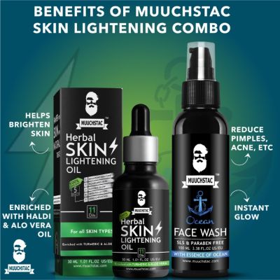 Muuchstac: Skin Brightening Oil, Ocean Face Wash - 30ml & 100ml