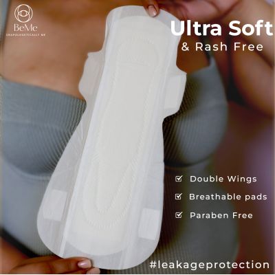 Be Me: Sanitary Pads for Women - COMBO (Flow Wise) - Pack of 60 Pads - With Disposal Pouches, Rash Free, Biodegradable, Anti Bacterial Napkins