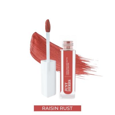 Just Herbs: Ayurvedic Creamy Matte Long Lasting Liquid Lipstick Raisin Rust - 2ml
