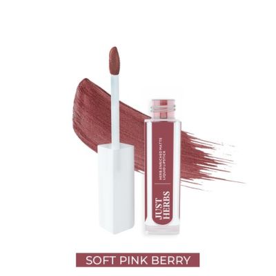 Just Herbs: Ayurvedic Creamy Matte Long Lasting Liquid Lipstick Soft Pink Berry - 2ml