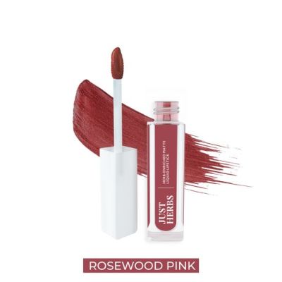 Just Herbs: Ayurvedic Creamy Matte Long Lasting Liquid Lipstick Rosewood pink - 2ml