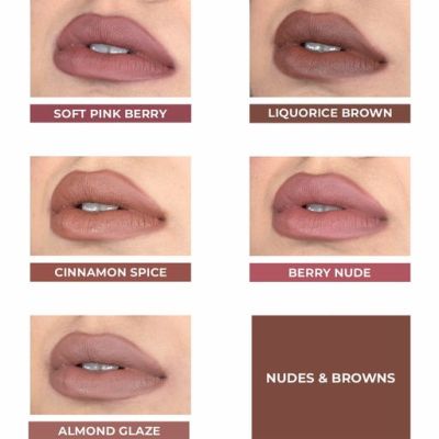 Just Herbs: Ayurvedic Liquid Lipstick Kit Set of 5 Nudes & Browns - 2ml each