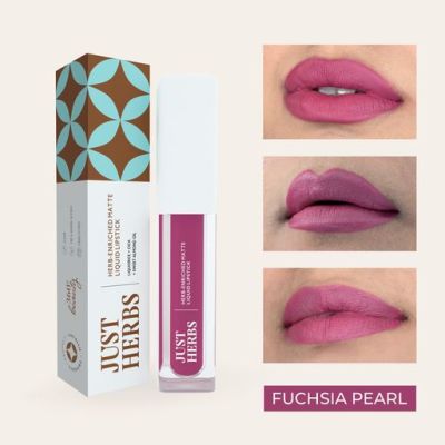 Just Herbs: Ayurvedic Creamy Matte Long Lasting Liquid Lipstick  Fuchsia Pearl - 2ml