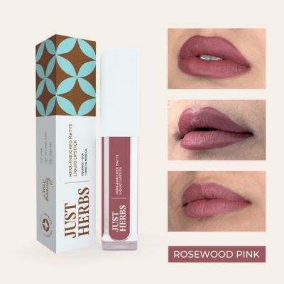 Just Herbs: Ayurvedic Creamy Matte Long Lasting Liquid Lipstick Rosewood pink - 2ml