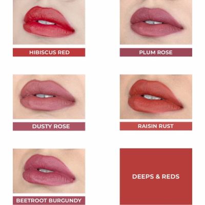 Just Herbs: Ayurvedic Liquid Lipstick Kit Set of 5  Deeps & Reds - 2ml each
