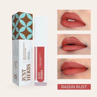 Just Herbs: Ayurvedic Creamy Matte Long Lasting Liquid Lipstick Raisin Rust - 2ml