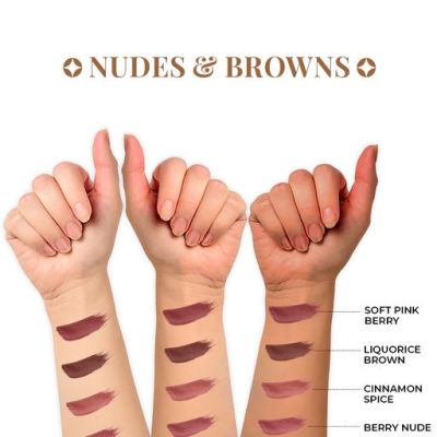 Just Herbs: Ayurvedic Liquid Lipstick Kit Set of 5 Nudes & Browns - 2ml each