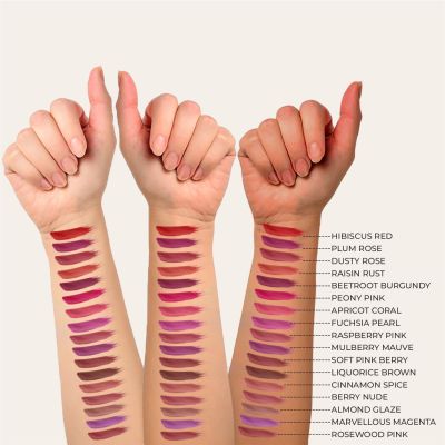 Just Herbs: Ayurvedic Creamy Matte Long Lasting Liquid Lipstick Raspberry Pink - 2ml