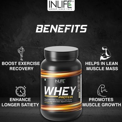 INLIFE: 100% Whey Protein Isolate Powder Supplement - 1 Kg (Vanilla Flavour)