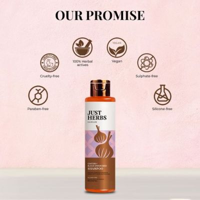 Just Herbs: Castor and Black Onion Seed Sulfate Free Shampoo - 200ml