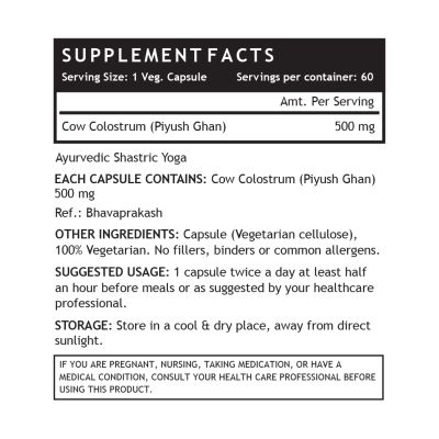 INLIFE: Cow Colostrum Supplement, 500mg - 60 Veg Capsules