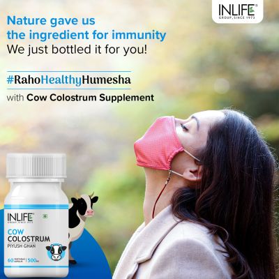 INLIFE: Cow Colostrum Supplement, 500mg - 60 Veg Capsules
