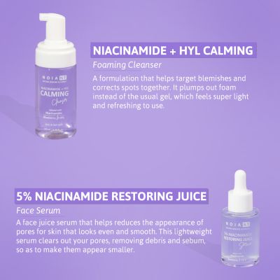 Noiant: Calm+ Restore Combo Of Serum And Cleanser Infused With Niacinamide and Blueberry