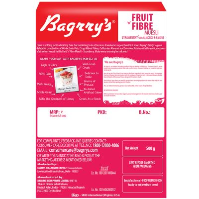Bagrrys: Fruit 'N' Fibre Muesli - Strawberry - 500gm