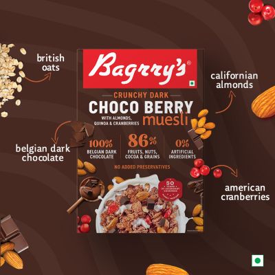 Bagrrys: Crunchy Dark Choco Berry Muesli - 500gm
