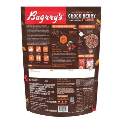 Bagrrys: Crunchy Dark Choco Berry Muesli - 750gm