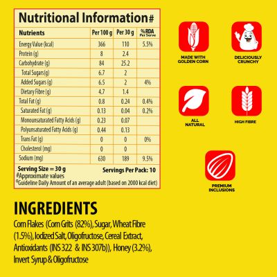 Bagrrys: Corn Flakes Plus With Real Honey - 300gm