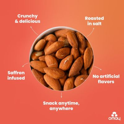 Omay Foods: Classic Salted Roasted Almonds Pouch - 400gm