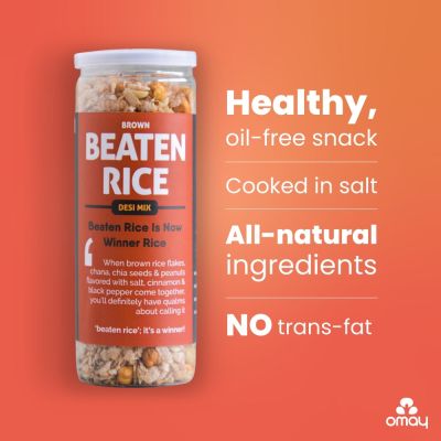 Omay Foods: Beaten Brown Rice - Desi Mix -  115gm