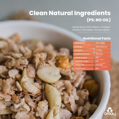 Omay Foods: Beaten Brown Rice - Desi Mix -  115gm