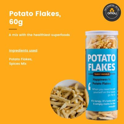 Omay Foods: Best Roasted Snacks Pack - Berries Mix, Beaten Chana, Khatta Meetha Mix, Potato Flakes - Pack of 4