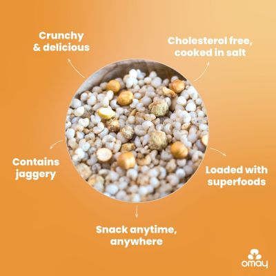 Omay Foods: Millets & Chana - Jaggery Coated - Pack of 2 - 55gm Each