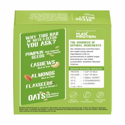 RiteBite Max Protein: Nuts & Seeds Bar [Pack of 12] - 420gm