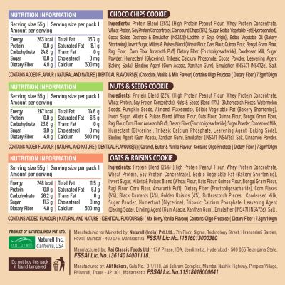RiteBite Max Protein: RiteBite Max Protein 7 Grain Breakfast Cookies - Choco Chip, Oats - Raisins & Nuts - Seeds