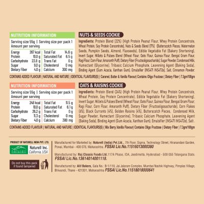 RiteBite Max Protein: RiteBite Max Protein 7 Grain Breakfast Cookies - Nuts & Seeds 660 g - Pack of 12 ( 55g x 12 ) + Oats & Raisins 660 g - Pack of 12 ( 55g x 12 )