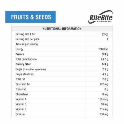 RiteBite Max Protein: Fruit & Seeds Bar [Pack of 12] - 420gm