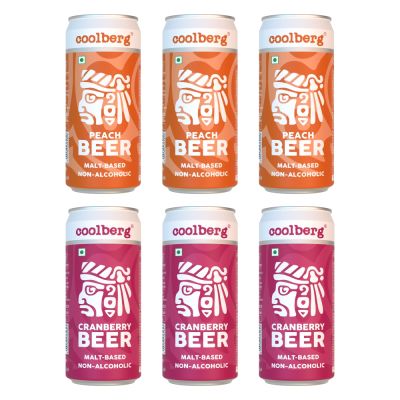 Coolberg: Non Alcoholic Beer Can - Peach & Cranberry - Pack of 6 - 300ml Each