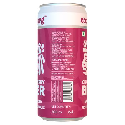 Coolberg: Non Alcoholic Beer Can - Peach & Cranberry - Pack of 6 - 300ml Each