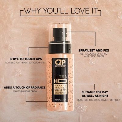C2P Pro: Pro Ultra HD Makeup Shimmer Setting Mist & Fix  Diamond Dust 01 - 120ml
