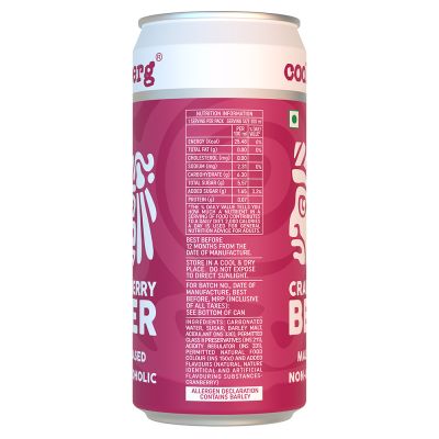 Coolberg: Non Alcoholic Beer Can - Peach & Cranberry - Pack of 6 - 300ml Each