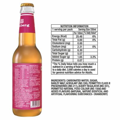 Coolberg: Non Alcoholic Beer Glass Bottle - Cranberry - Pack of 6 - 330ml Each