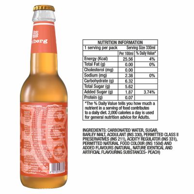 Coolberg: Non Alcoholic Beer Glass Bottle - Peach  - Pack of 6 - 330ml Each