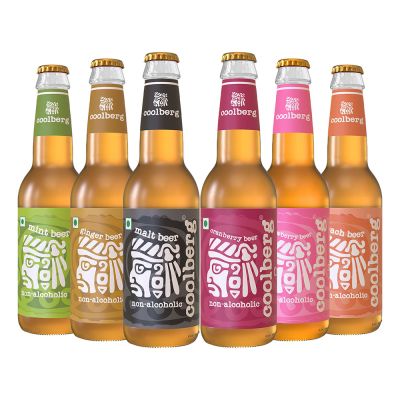 Coolberg: Non Alcoholic Beer Assorted Peach, Mint, Malt, Cranberry, Ginger & Strawberry - Pack of 6 - 330ml Each