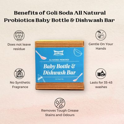 GOLI SODA: All Natural Probiotics Baby Bottle & Dishwash Bar - 180gm