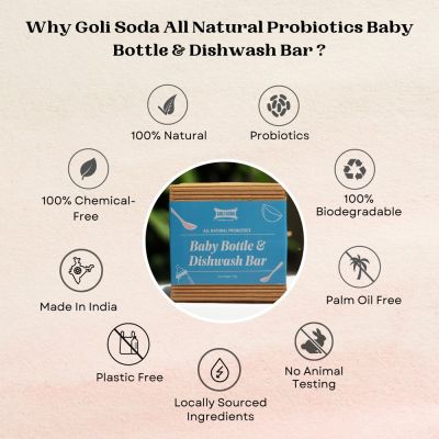 GOLI SODA: All Natural Probiotics Baby Bottle & Dishwash Bar - 180gm
