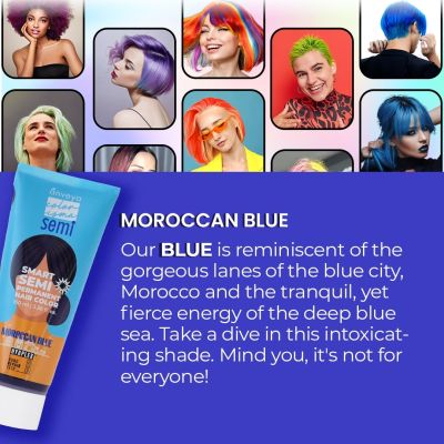 Anveya: Moroccan Blue Semi Permanent Hair Color -  100ml