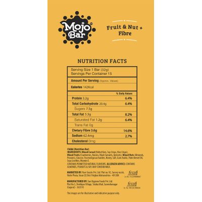 MOJO BAR: Fruit & Nut Bar + Fibre - Pack of 15