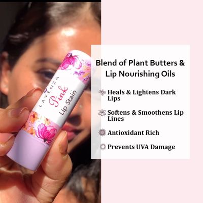 Lavenza: pH Adaptive Natural Pink Lipstain & Lip Balm (2in1) - 3gm