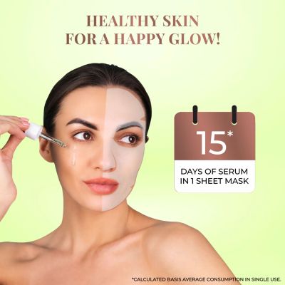 Just Herbs: Sheet Mask Glowing Skin Serum Masks - 20gm (Vitamin C, Amla, Liquorice Root)