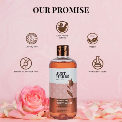 Just Herbs: Shatpatri Wild Indian Rose Gentle Body Wash - 200ml