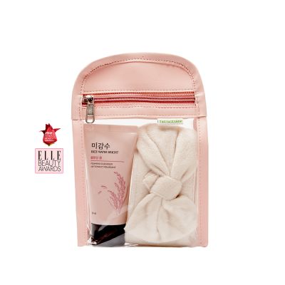 The Face Shop: Rice Water Bright Foaming Cleanser & Bow Velvet Headband Combo