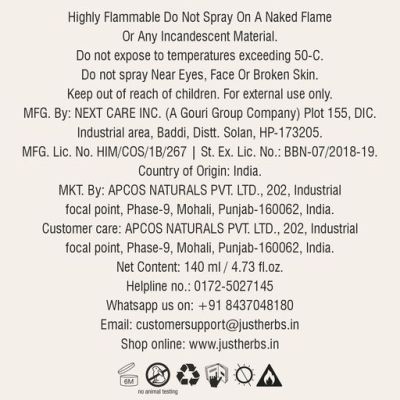 Just Herbs: Long Lasting Vanilla Spice Body Mist For Men & Women - 140ml