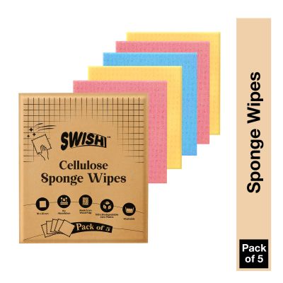 Cleevo: Swish Natural Cellulose Based Sponge Wipe - Pack Of 5