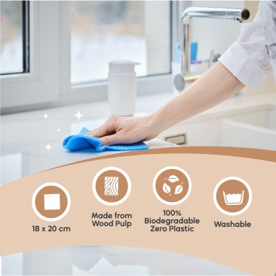 Cleevo: Swish Natural Cellulose Based Sponge Wipe - Pack Of 5
