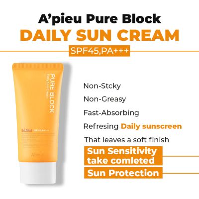 Apieu: Pure Block Natural Daily Sun Cream SPF45/PA+++ - 50ml